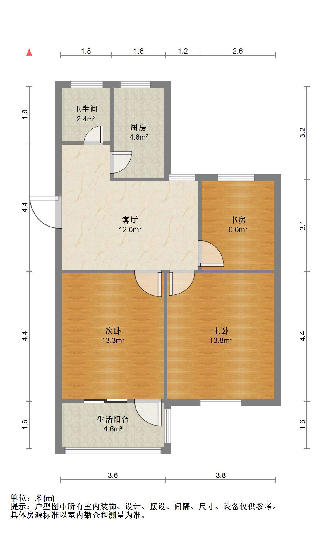 文峰花苑 3室1厅1卫 77m&sup2;