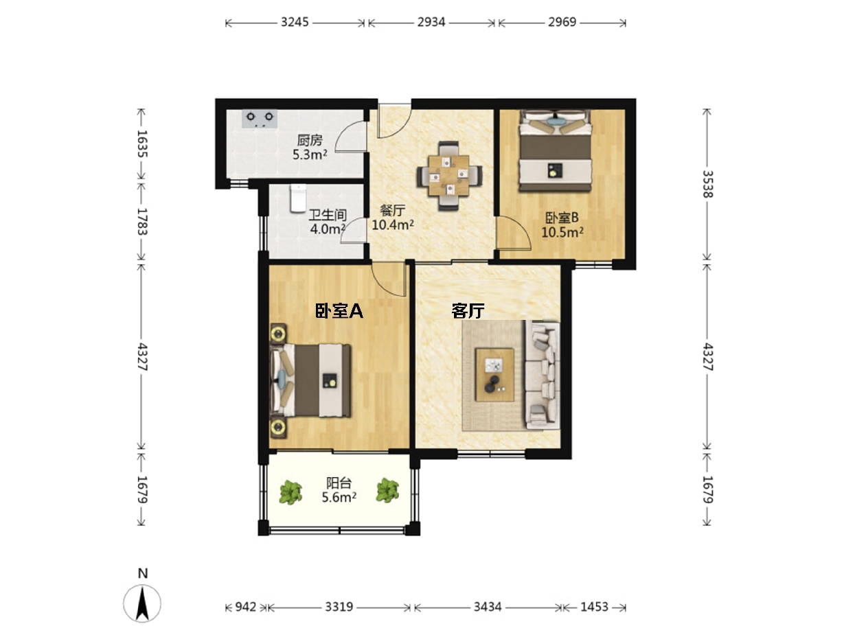 城北家园 2室1厅1卫 86.7m&sup2;