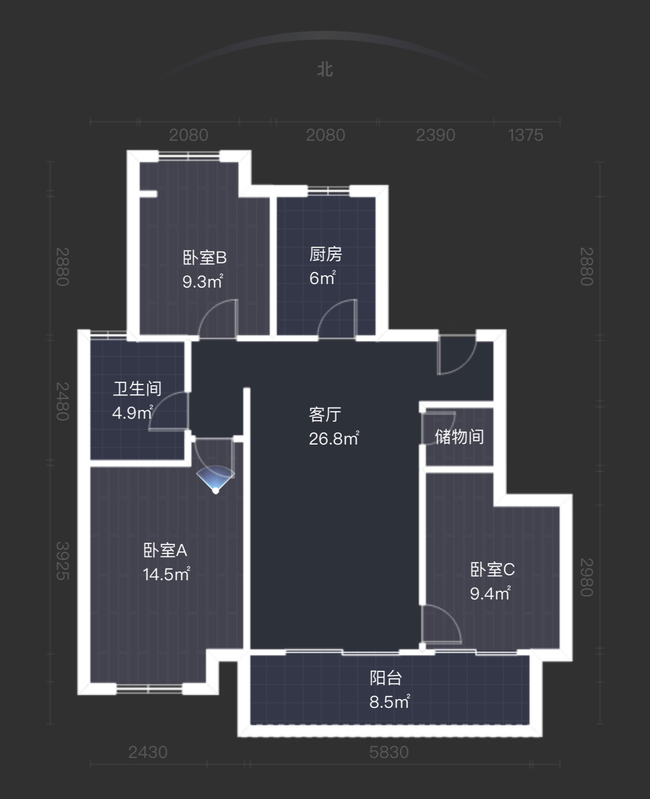 万科未来之光 3室2厅1卫 100m&sup2;