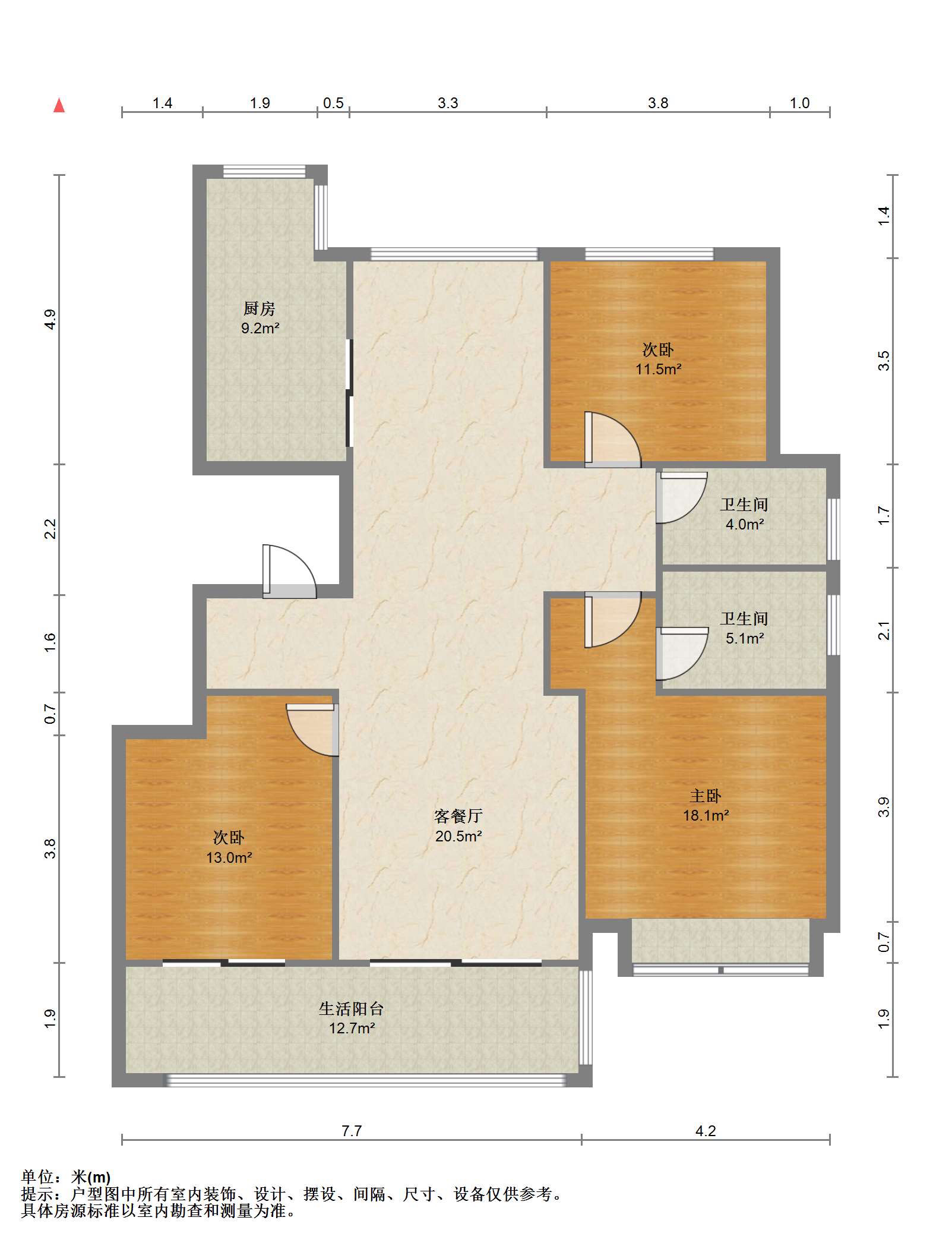 万濠山庄 3室2厅2卫 143m&sup2;