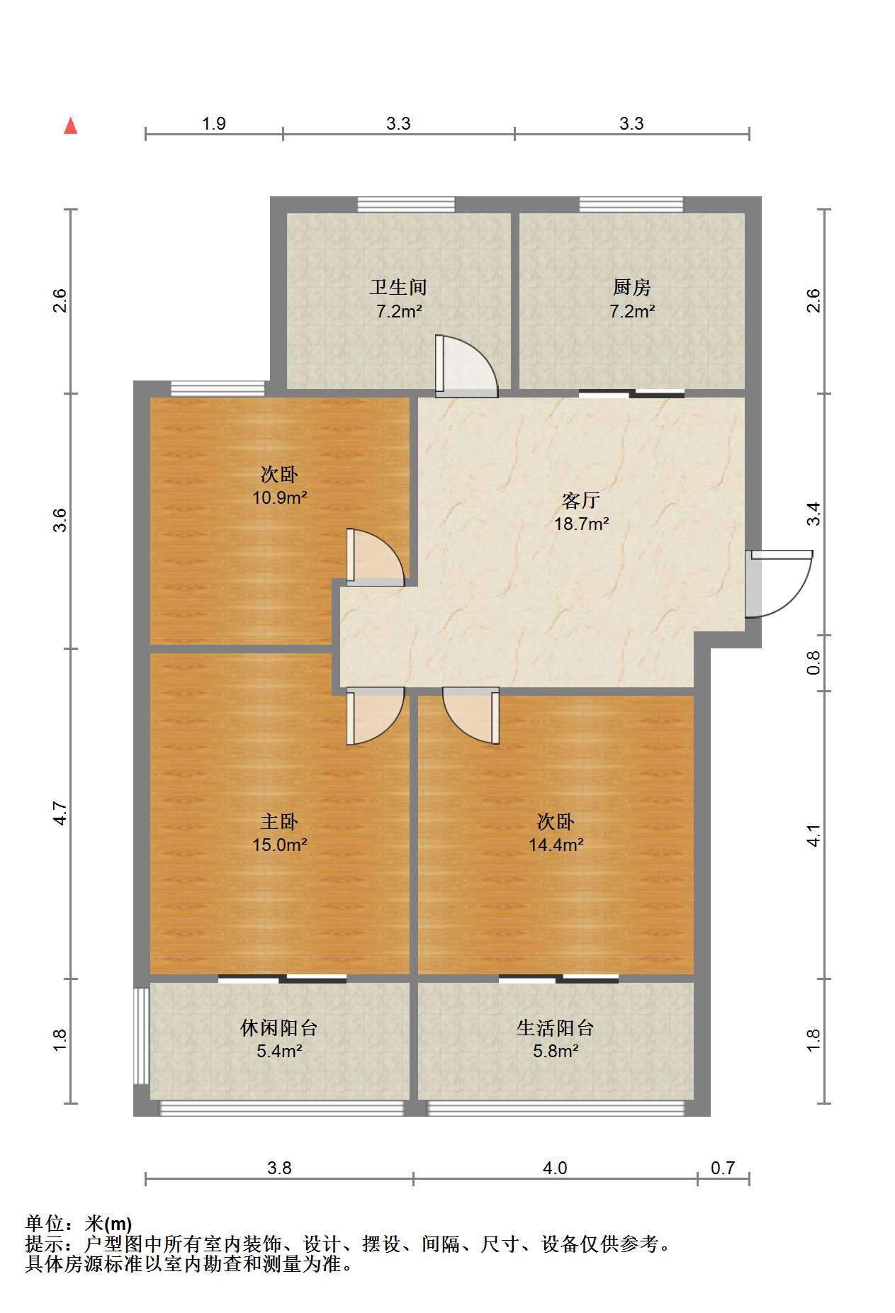 学田北苑 3室1厅1卫 89m&sup2;