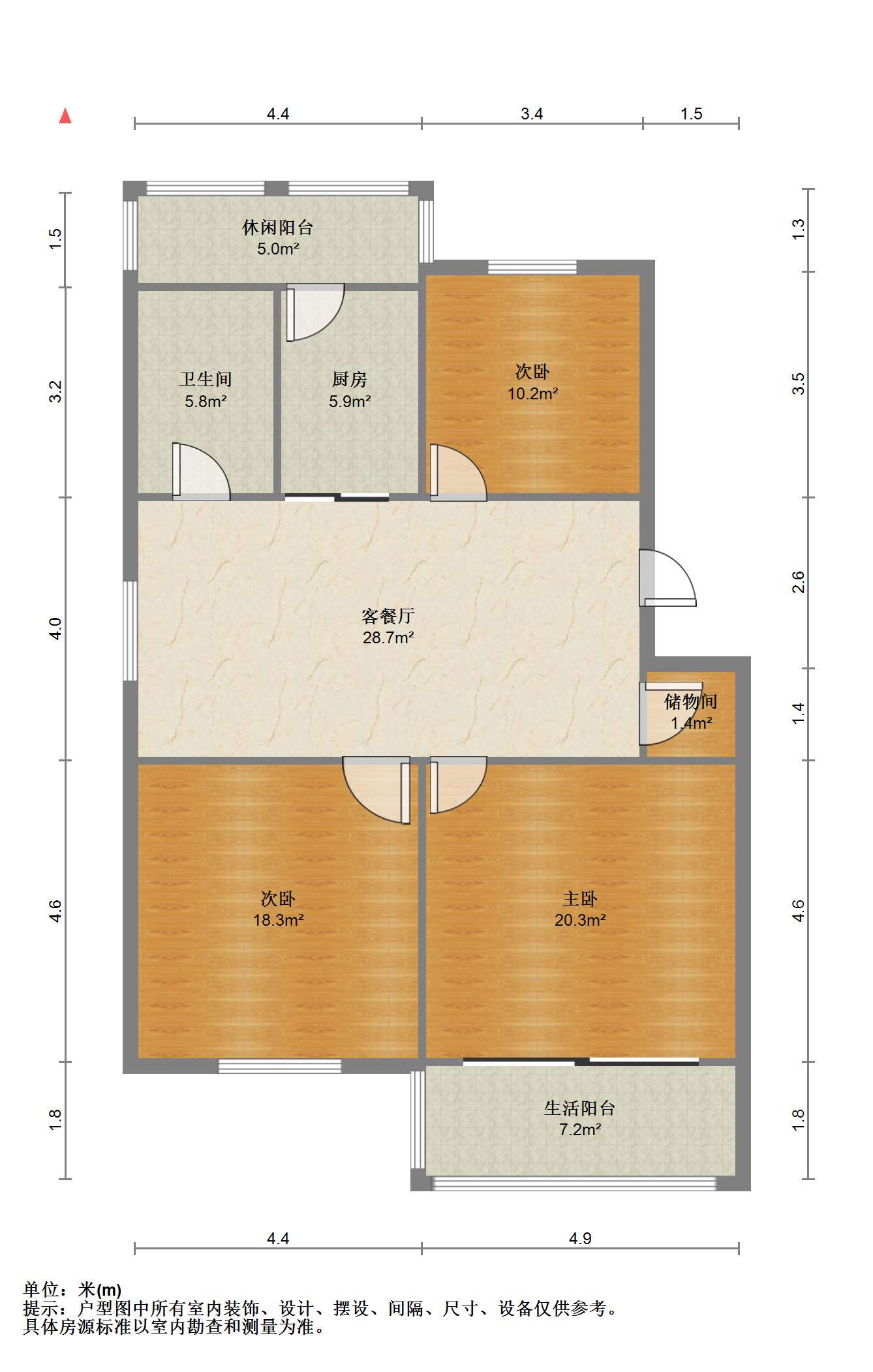 永和花苑 3室2厅1卫 114m&sup2;
