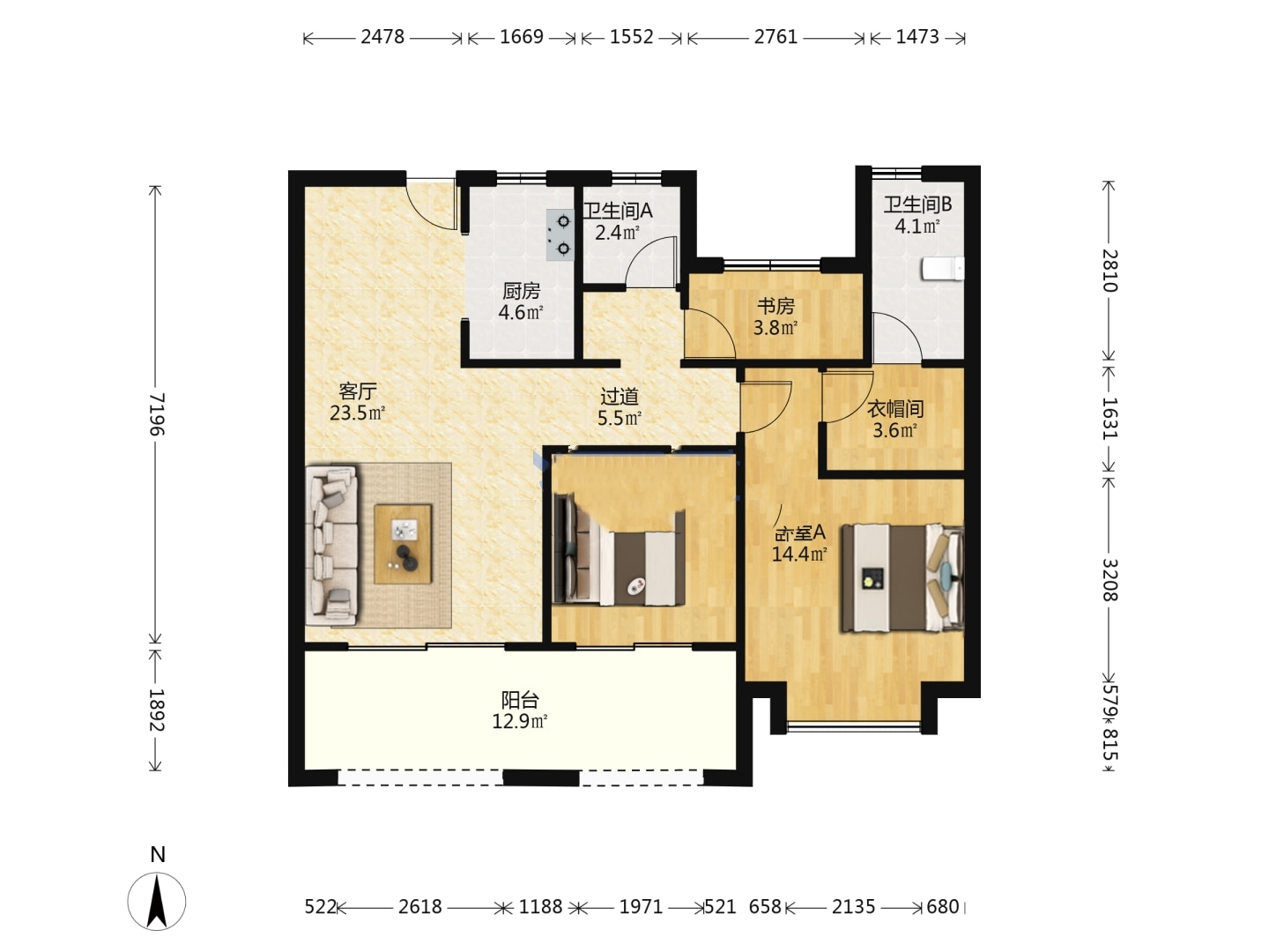 翠园 3室2厅2卫 106m&sup2;