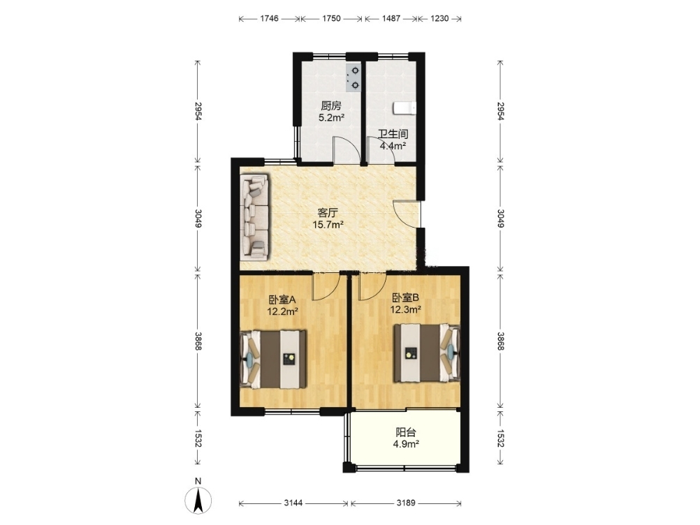教育新村 2室11厅1卫 72.00m&sup2;