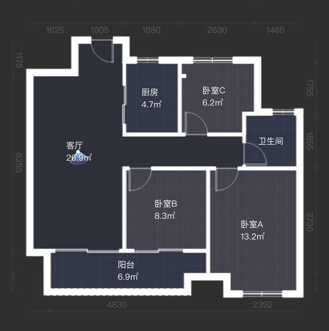 万科时代之光 3室2厅1卫 93m&sup2;