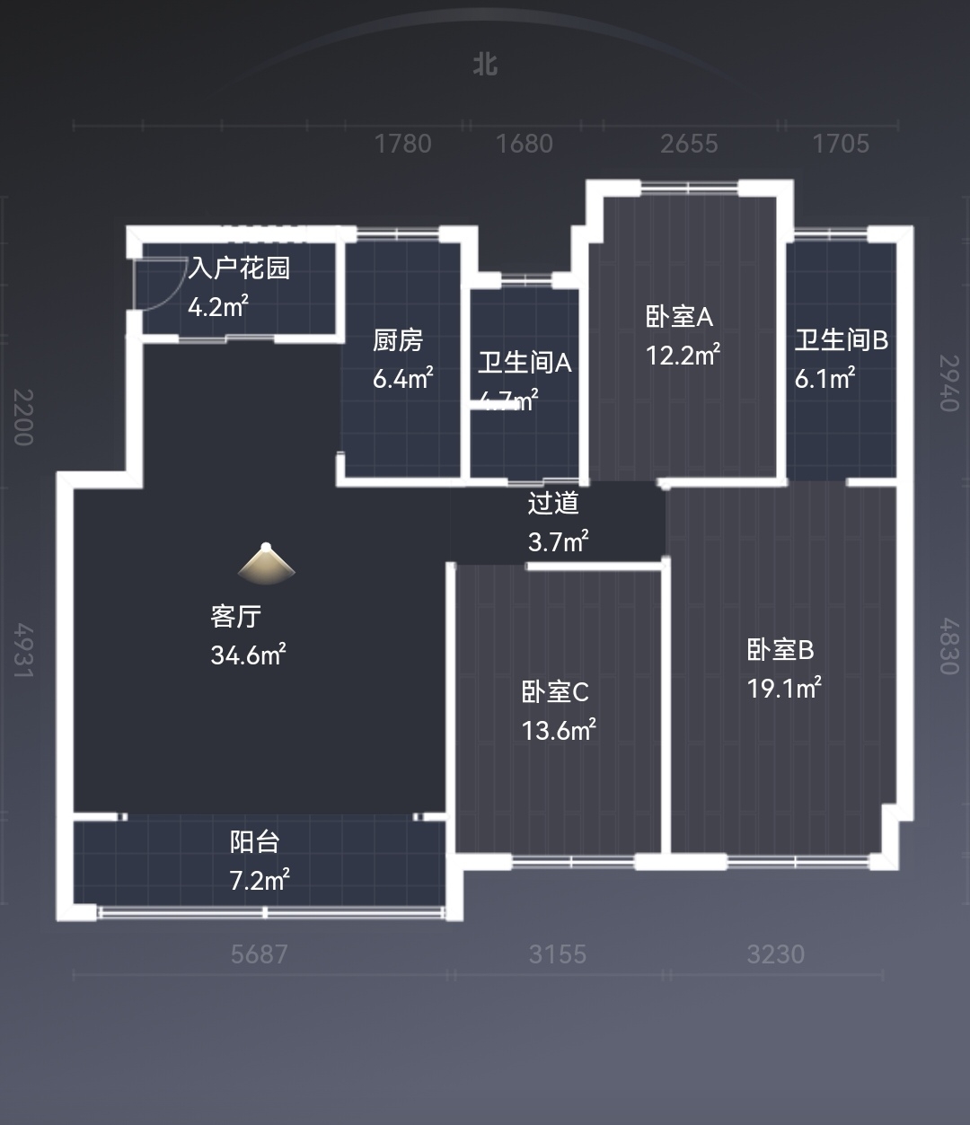 澜庭序 3室2厅1卫 128m&sup2;