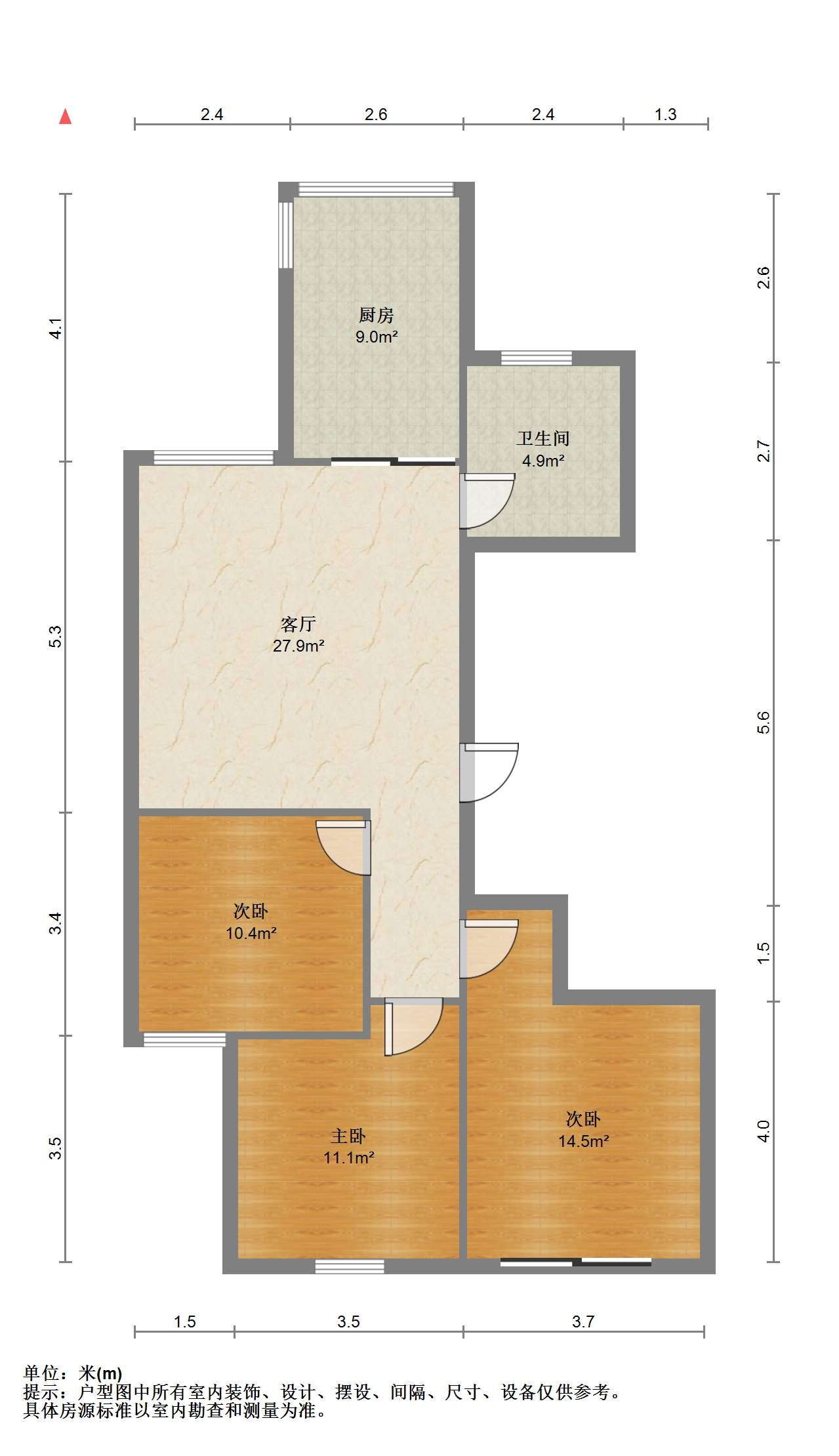 临江家园 3室1厅2卫 126m&sup2;