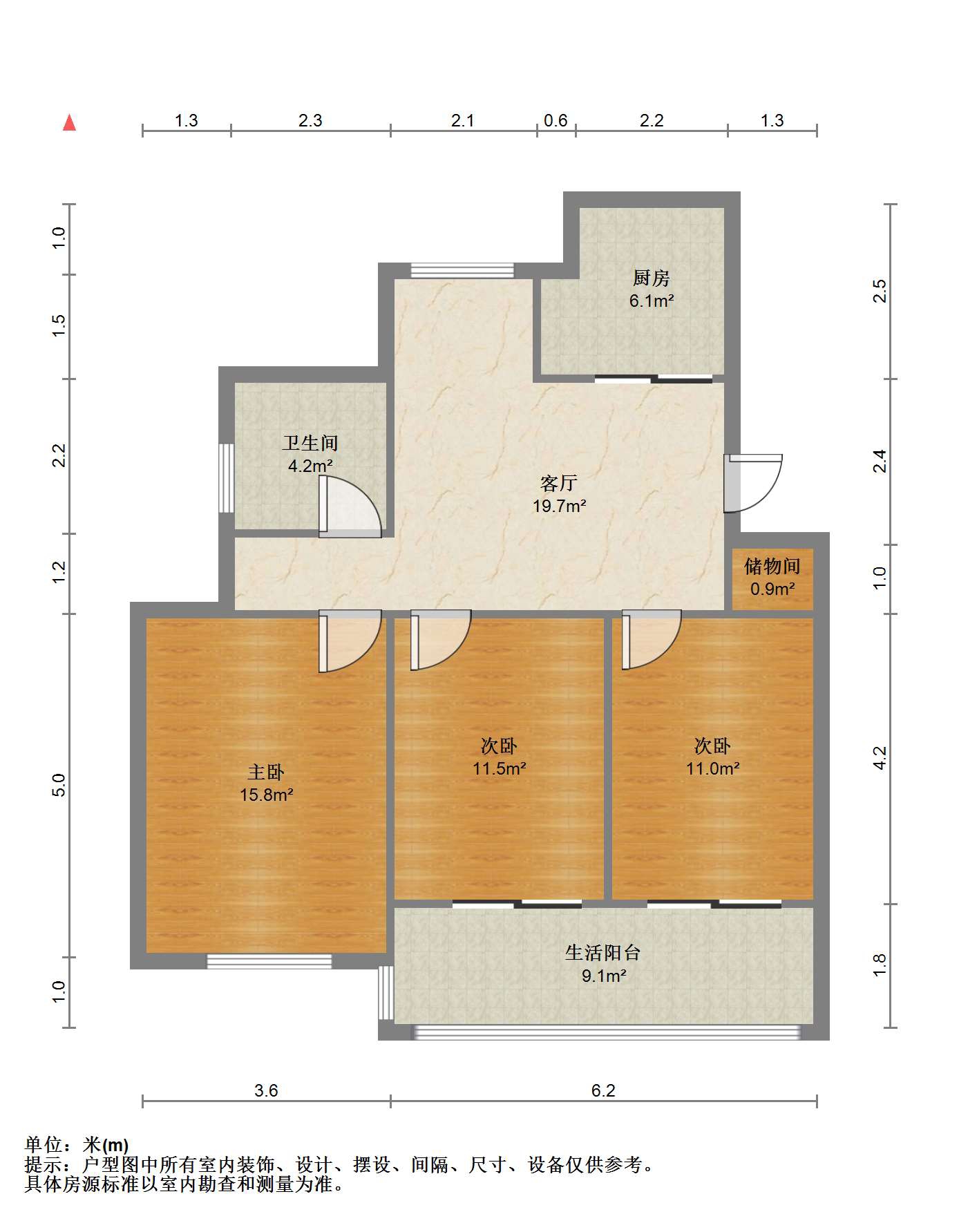 文峰路15号院 3室1厅1卫 87.10m&sup2;