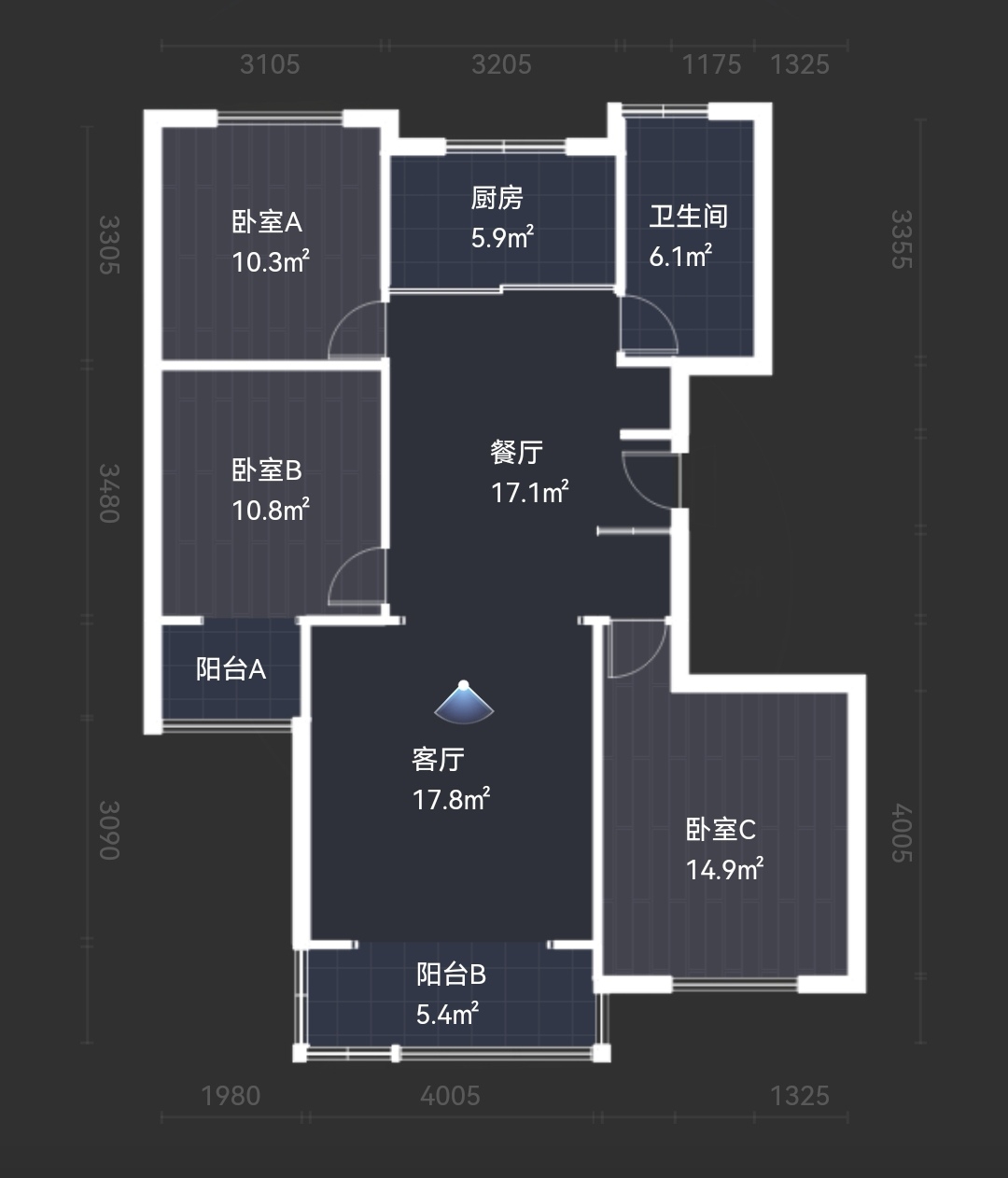 金和家园 3室2厅1卫 117.00m&sup2;