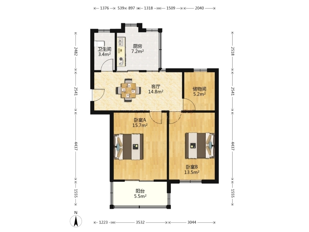 文峰花苑 3室1厅1卫 80m&sup2;