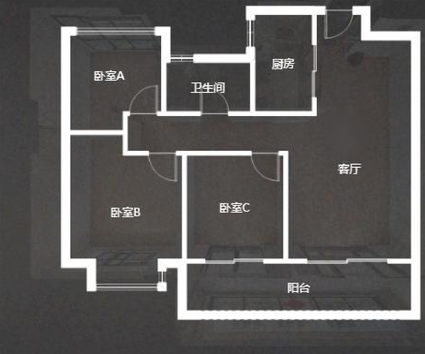时光漫城 3室2厅1卫 92.00m&sup2;