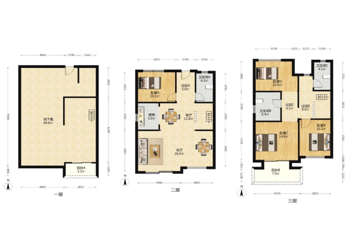 万科翡翠东第 5室2厅3卫 140.00m²