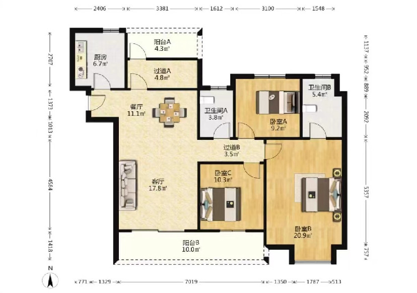 中海碧林湾 3室2厅2卫 140.58m&sup2;