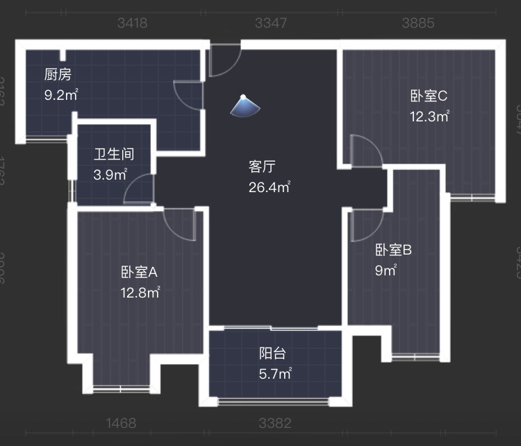 南通雅居乐花园 3室2厅1卫 99.82m&sup2;