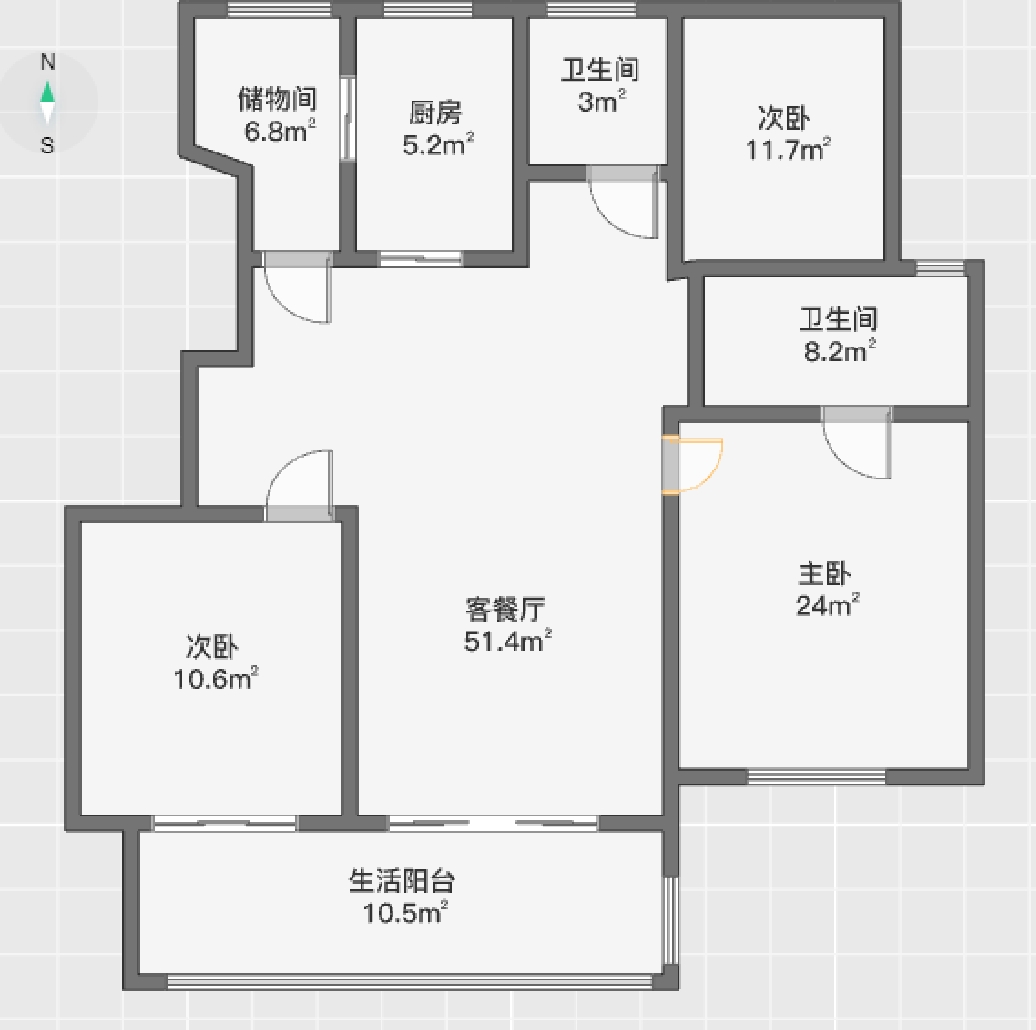 万科翡翠公园 3室2厅2卫 105.00m&sup2;