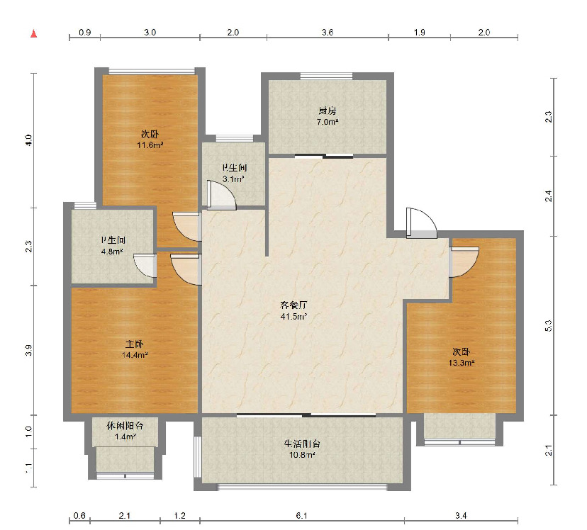 雍华府 3室2厅2卫 118.27m&sup2;