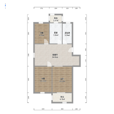 新开苑南区 3室2厅1卫 92m&sup2;