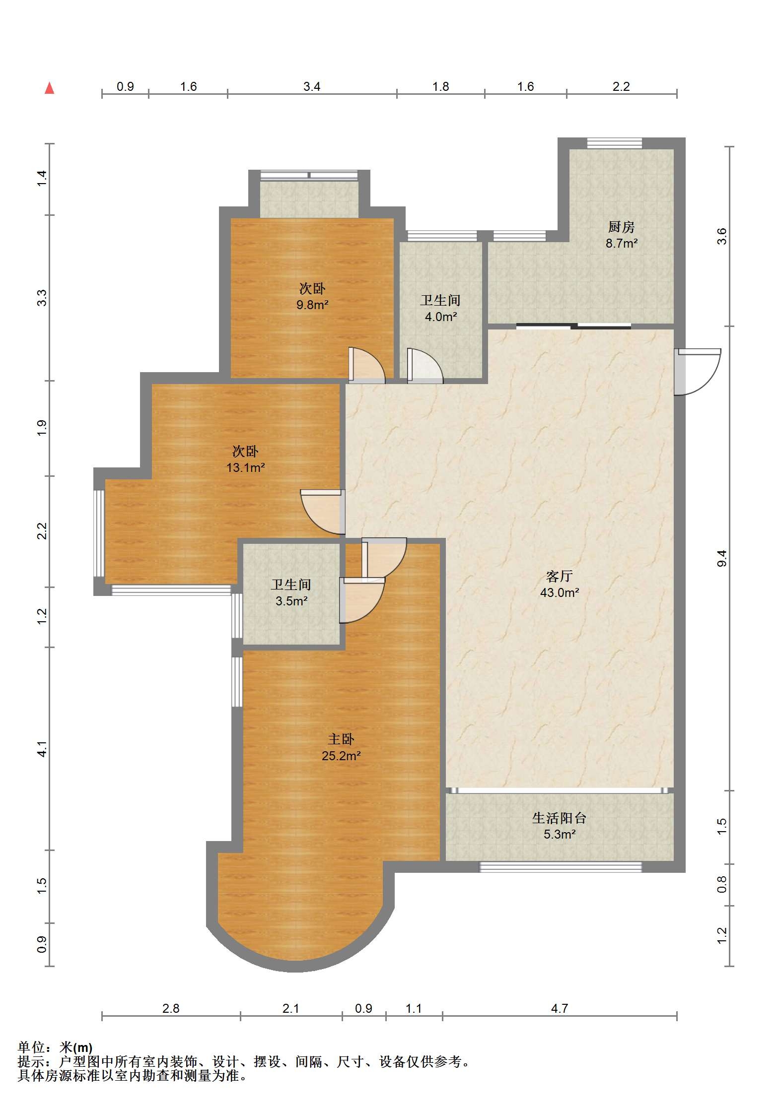 中南世纪花城一期 3室2厅2卫 139.60m&sup2;
