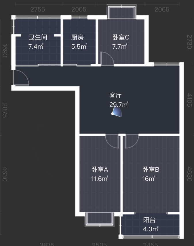 天晖苑 3室2厅1卫 105m&sup2;