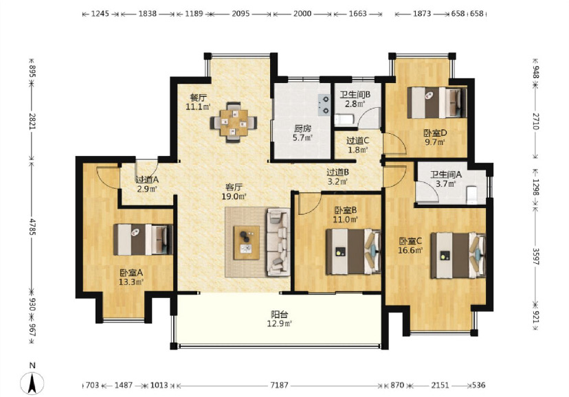 春江阅 4室2厅2卫 143m²