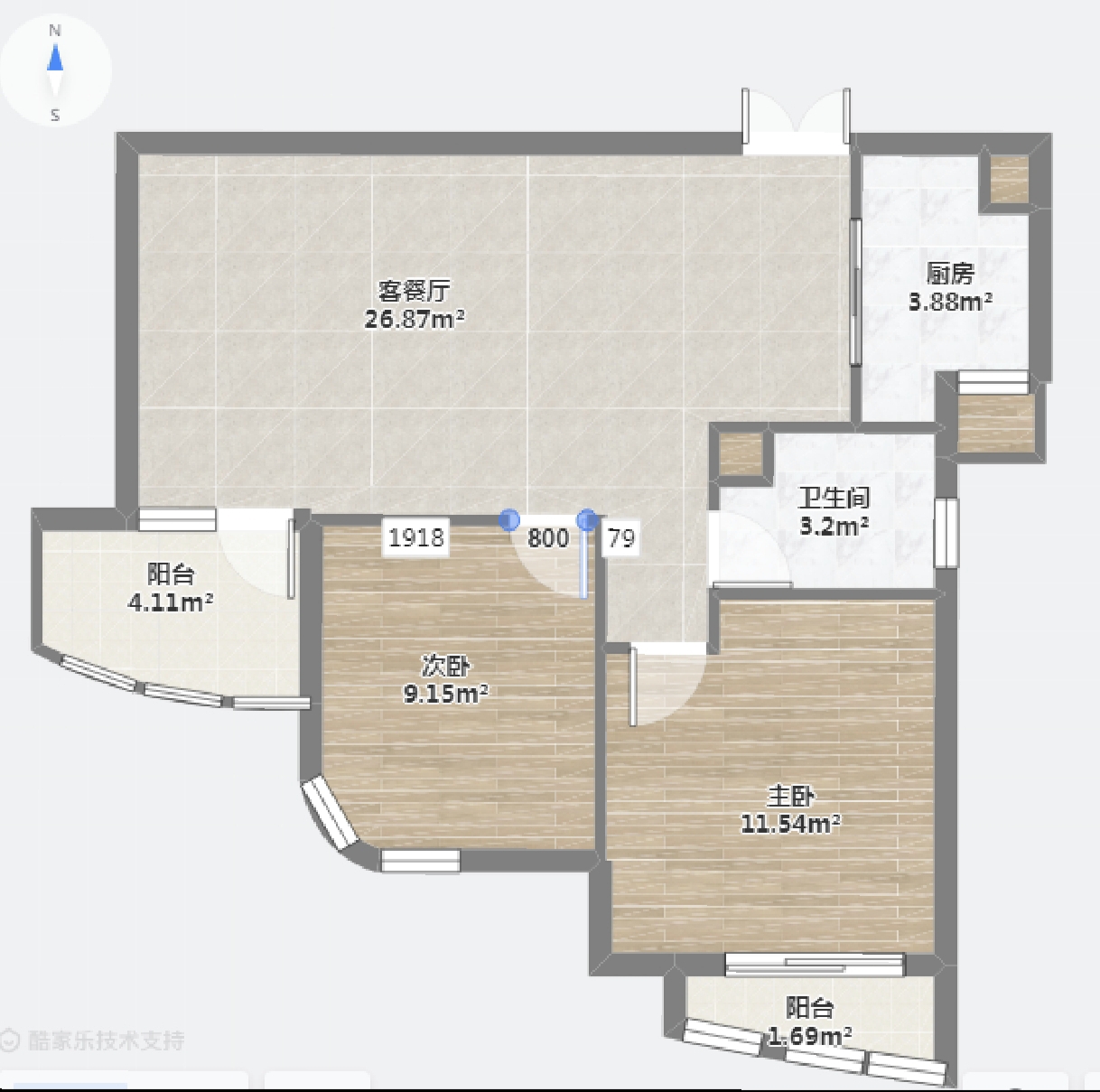 绿城玉兰公寓 2室1厅1卫 83.17m&sup2;