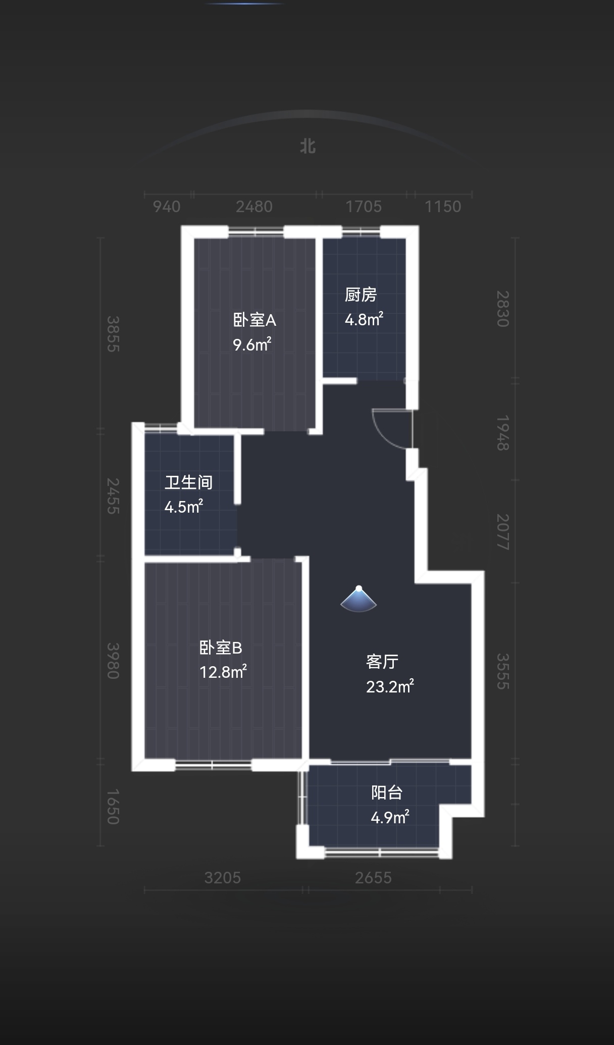 祥麟铭苑 2室2厅1卫 80m&sup2;