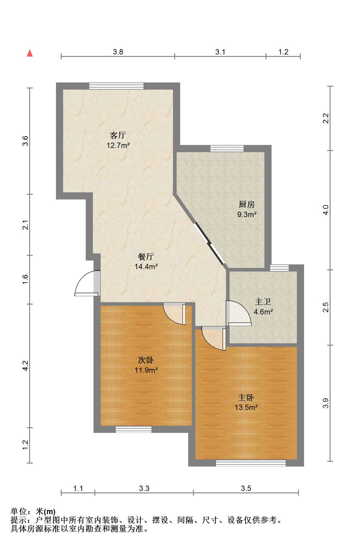 博园岚郡 2室2厅1卫 90m&sup2;