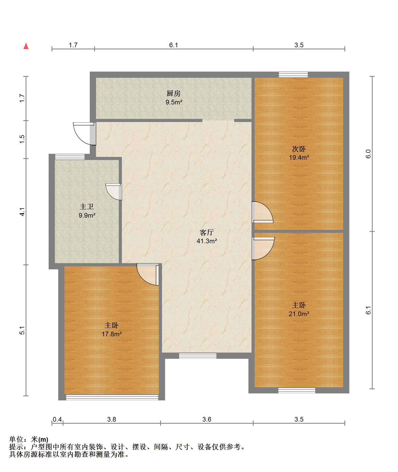 新海通花园 3室1厅1卫 104.00m&sup2;