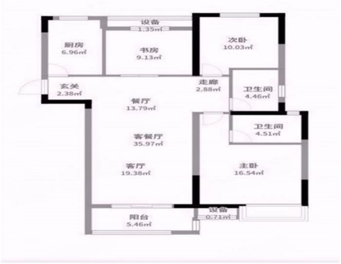 中海碧林湾 3室1厅1卫 108m&sup2;