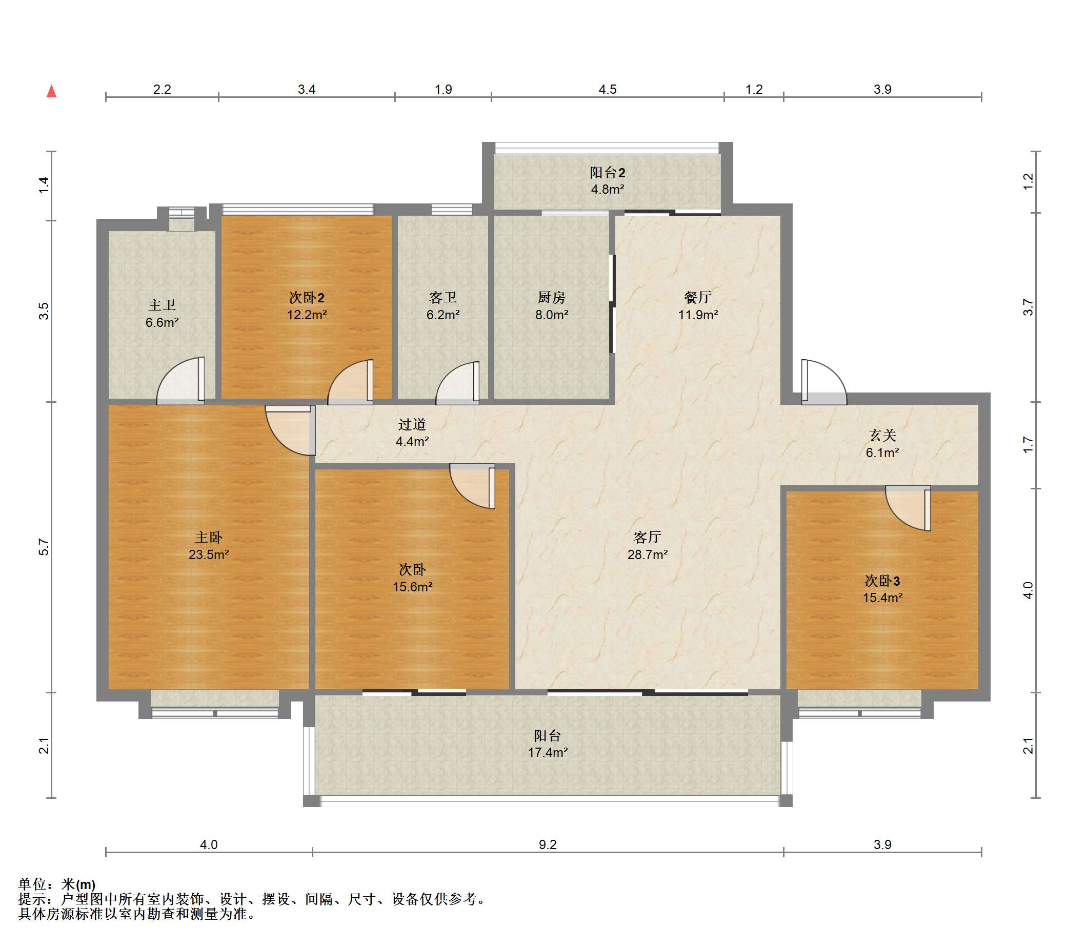 碧桂园时代悦城 3室2厅2卫 140m&sup2;