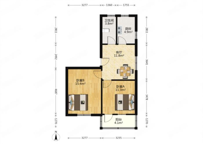 虹桥西村 2室1厅1卫 62m&sup2;