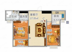 炜赋星湖邻里 2室2厅1卫 98m&sup2;