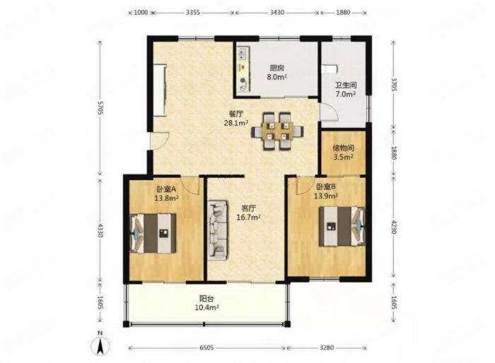 学田苑 3室2厅1卫 128m&sup2;