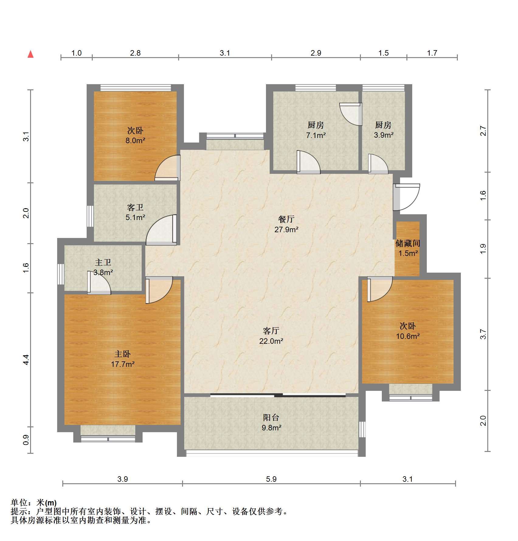 万科翡翠公园 3室2厅2卫 124.58m&sup2;
