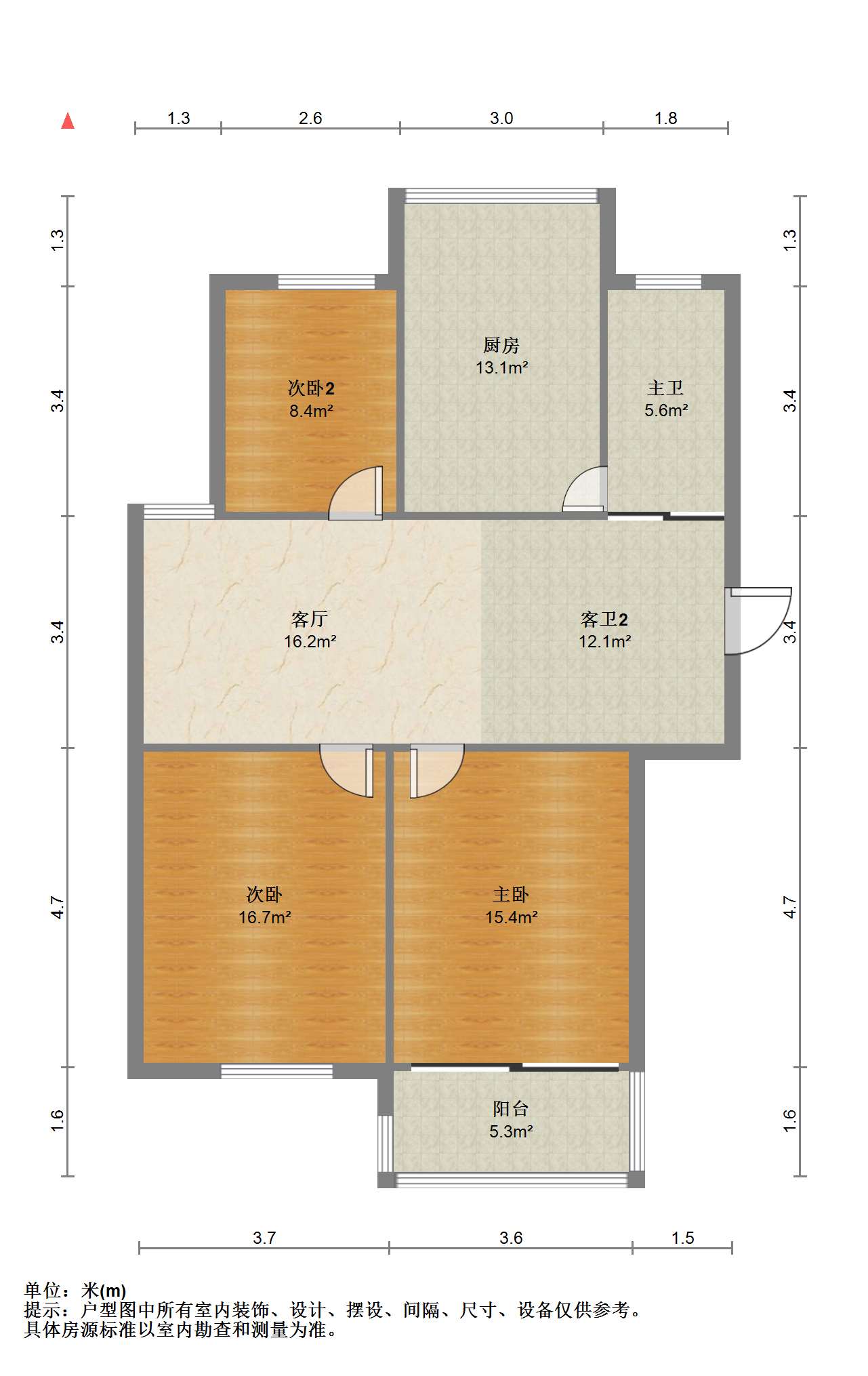 郭里园 3室1厅1卫 98.34m&sup2;