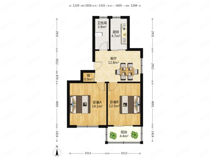 新建路新村 2室1厅1卫 63m&sup2;