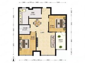未来锦城 2室1厅1卫 100m&sup2;