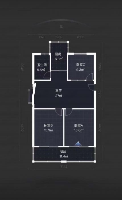 星景花园 3室1厅1卫 100m&sup2;