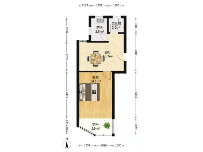 湾子头新寓 1室1厅1卫 54m&sup2;