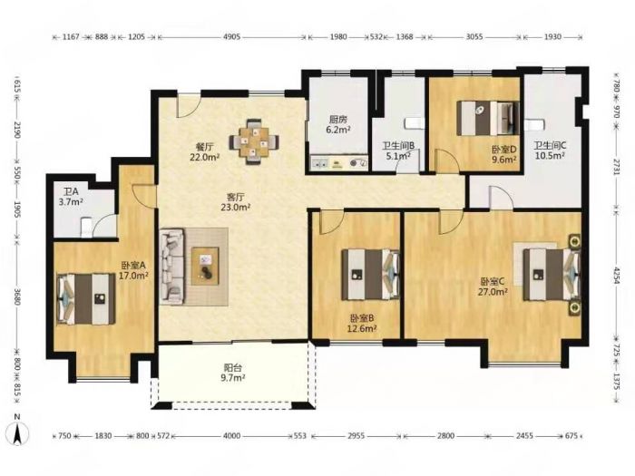 中海铂樾府 4室2厅2卫 175m&sup2;