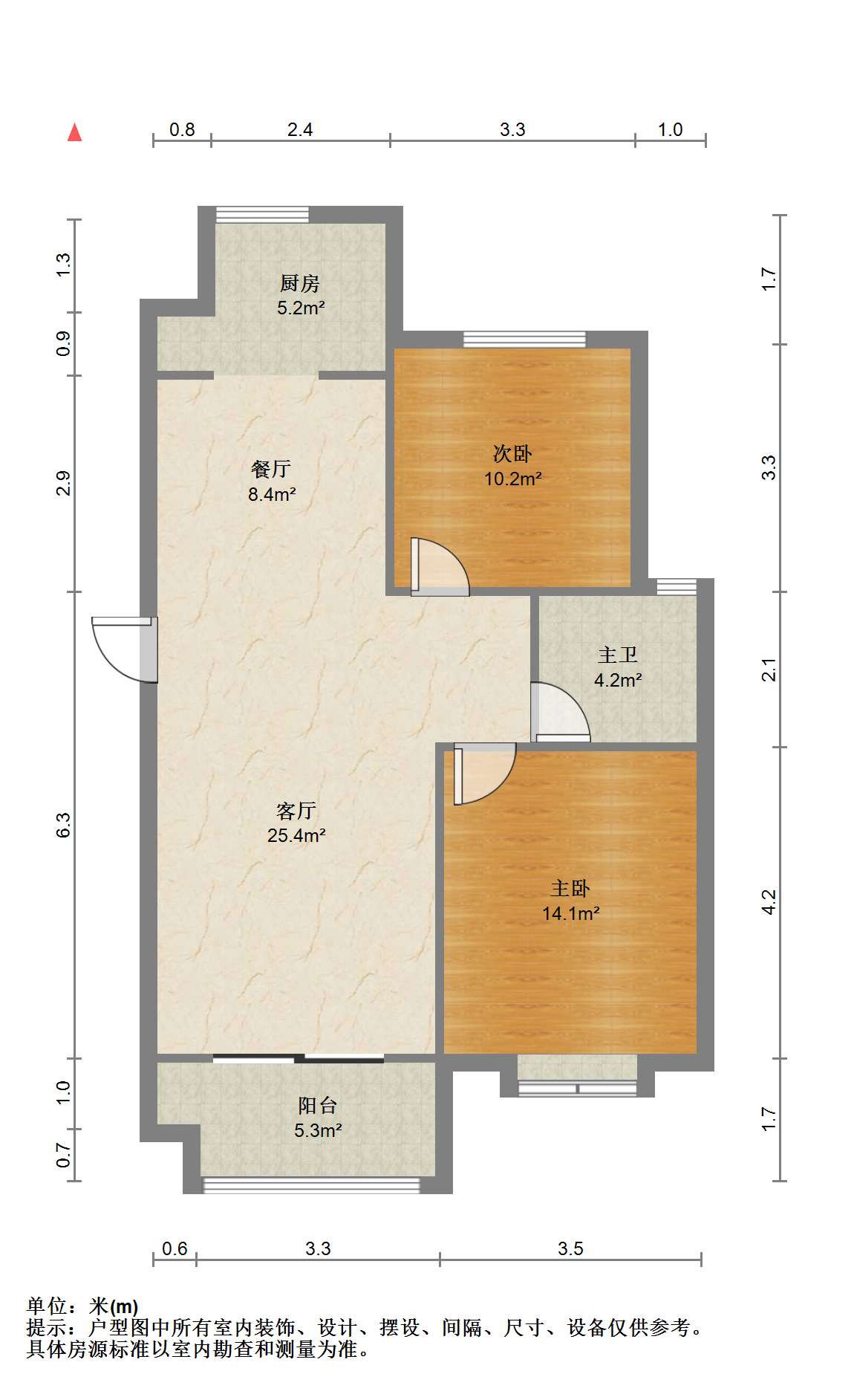 濠江南苑 2室2厅1卫 98m&sup2;