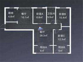 华强城 3室2厅2卫 117m&sup2;