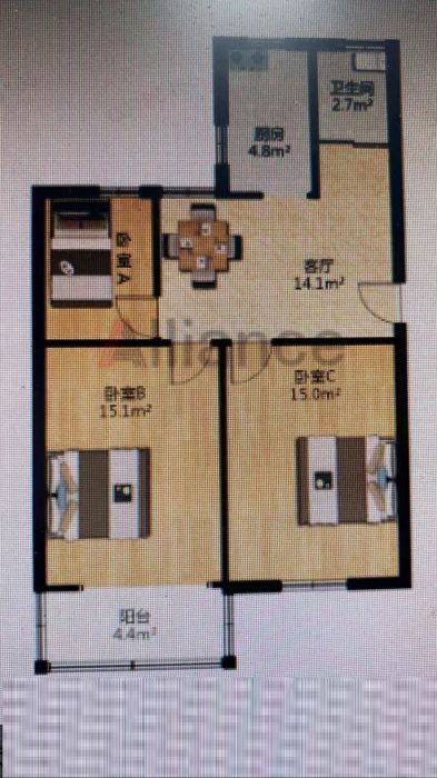 虹桥南村 2室1厅1卫 71m&sup2;