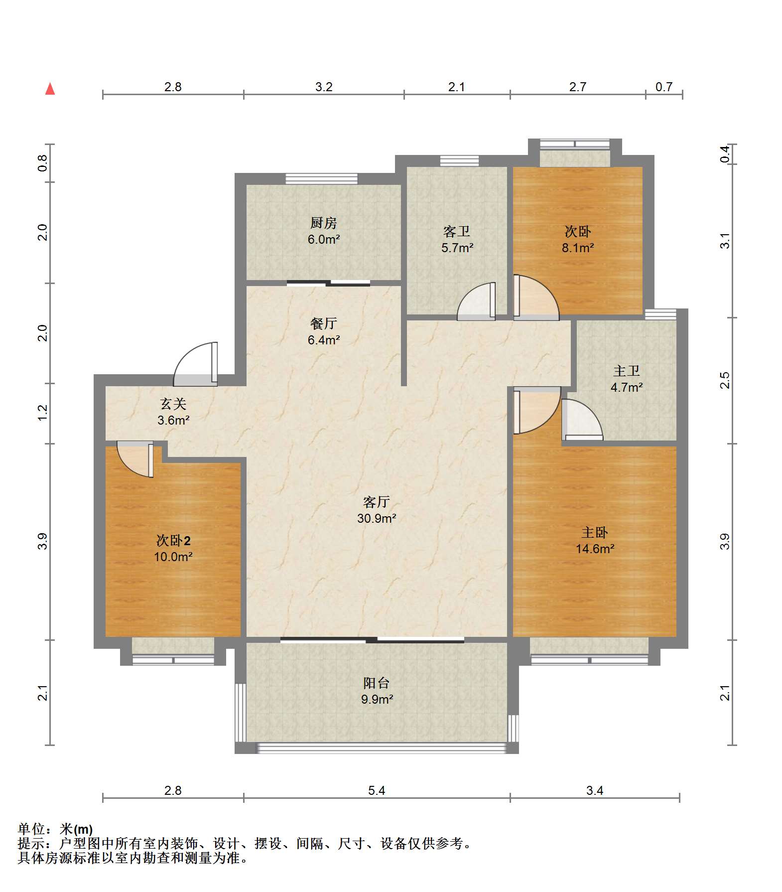 万濠禧园 3室2厅2卫 127.34m&sup2;