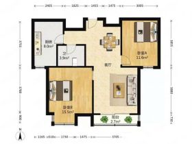 民生滨江丽景花园 2室2厅1卫 90m&sup2;
