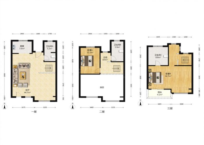 绿地新里城 3室2厅3卫 140m&sup2;