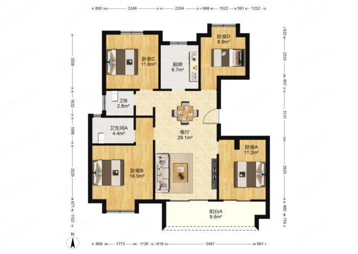 新城香溢紫郡 3室2厅2卫 125m&sup2;