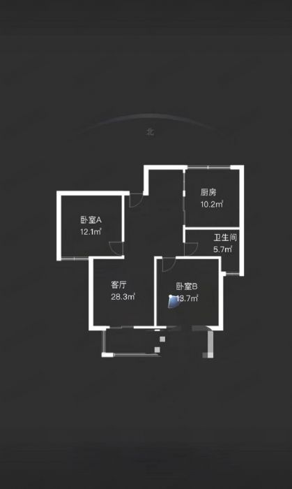 龙田花苑二期 2室2厅1卫 89m&sup2;