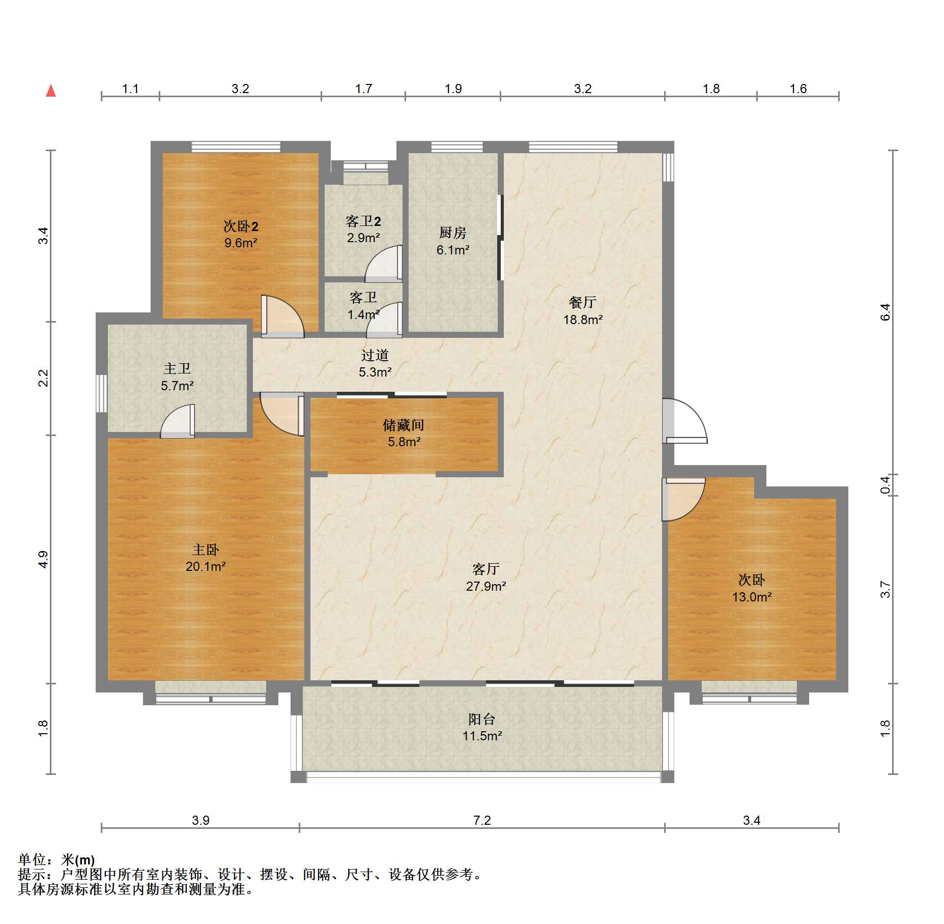 仁恒公园世纪 3室1厅3卫 156.36m&sup2;