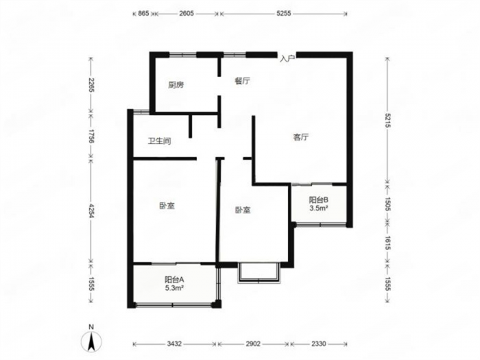 世家花园 2室2厅1卫 88m&sup2;